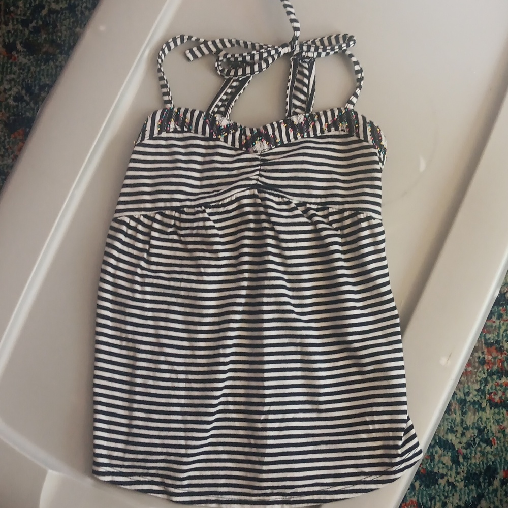 Roxy beaded sleeveless striped top